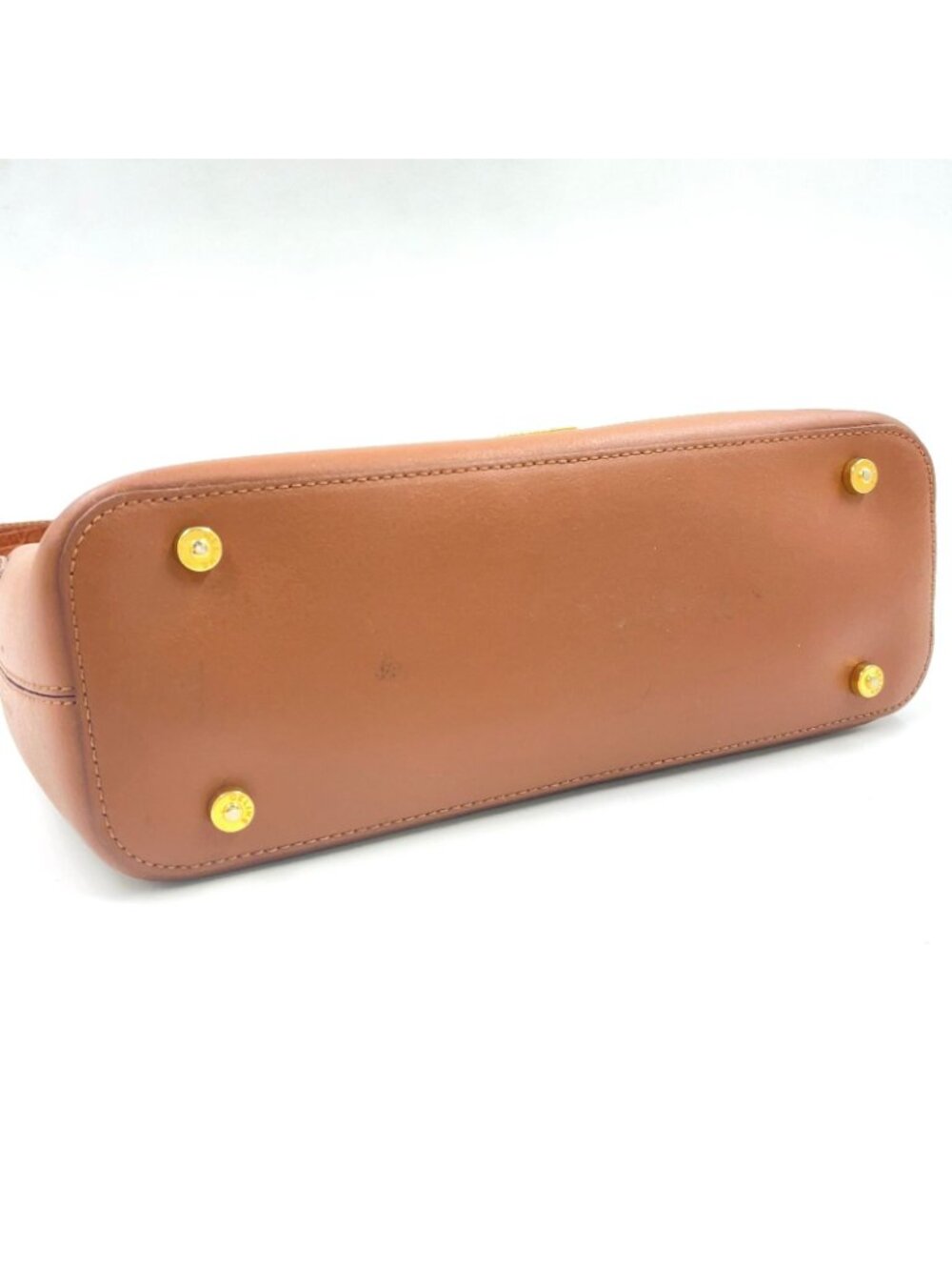 Celine Logo Plate Leather Brown Shoulder Bag Gold - Picture 6 of 15